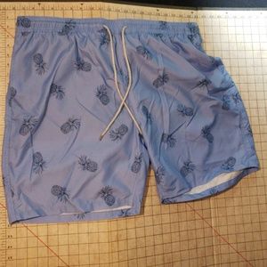 NWT Pineapple Blue Board Swim Shorts draw string elastic waist Kirkland Men XXL
